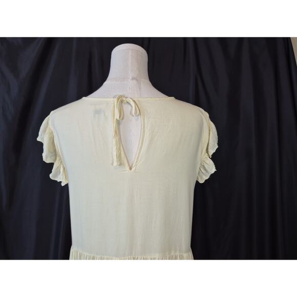 Aritzia Wilfred Sidonie Light Yellow Ruffled Tiered Modal Mini Dress XS - Picture 8 of 10